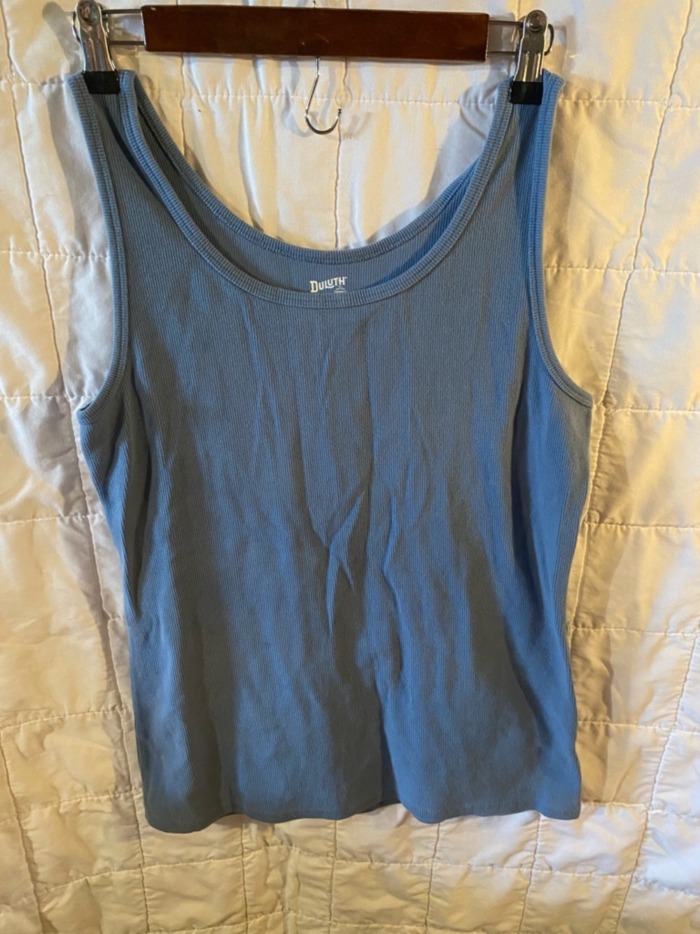 Duluth Trading Co Light Blue Ribbed Scoop Neck Tank